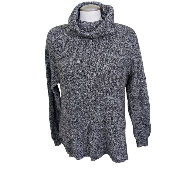Madewell Womens Large Knit Sweater Top Gray Marled Cowl Neck Split Back Cozy - Picture 1 of 8